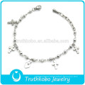 Religious Product Stainless Steel Bead Bracelet WIth Cross And Mary
